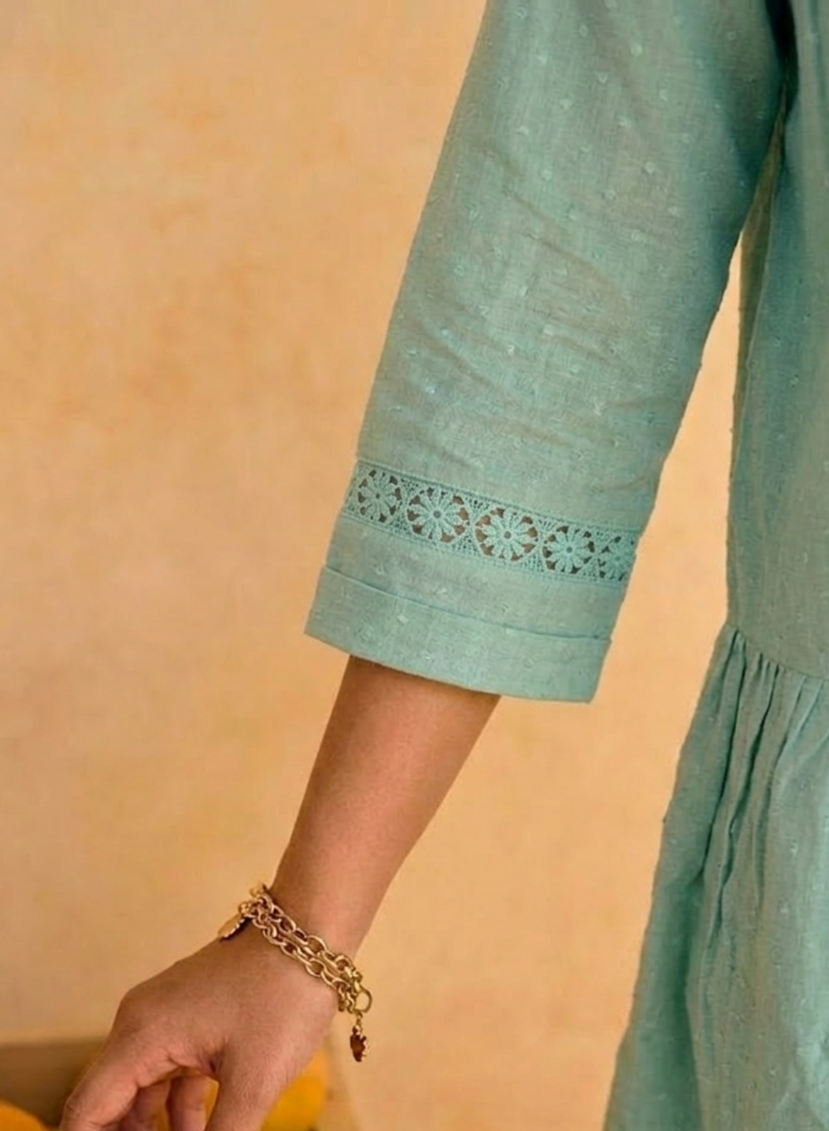 Mint Green Cotton Tiered Dress