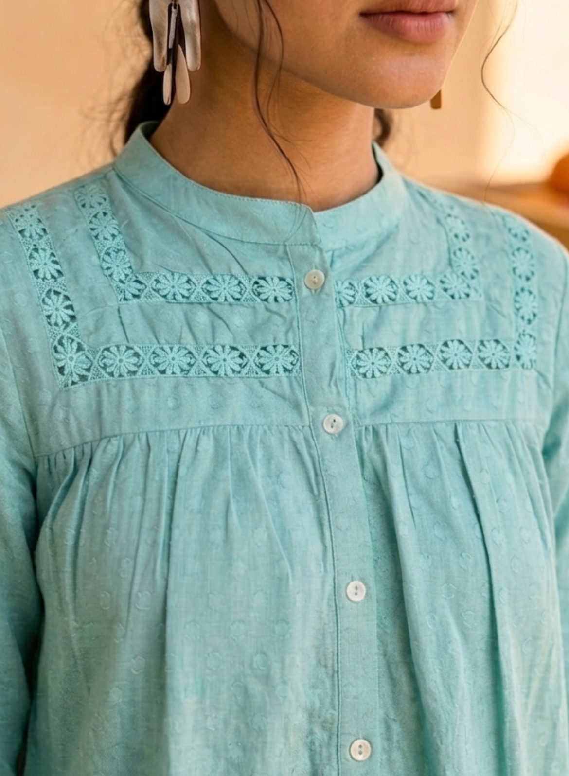 Mint Green Cotton Tiered Dress
