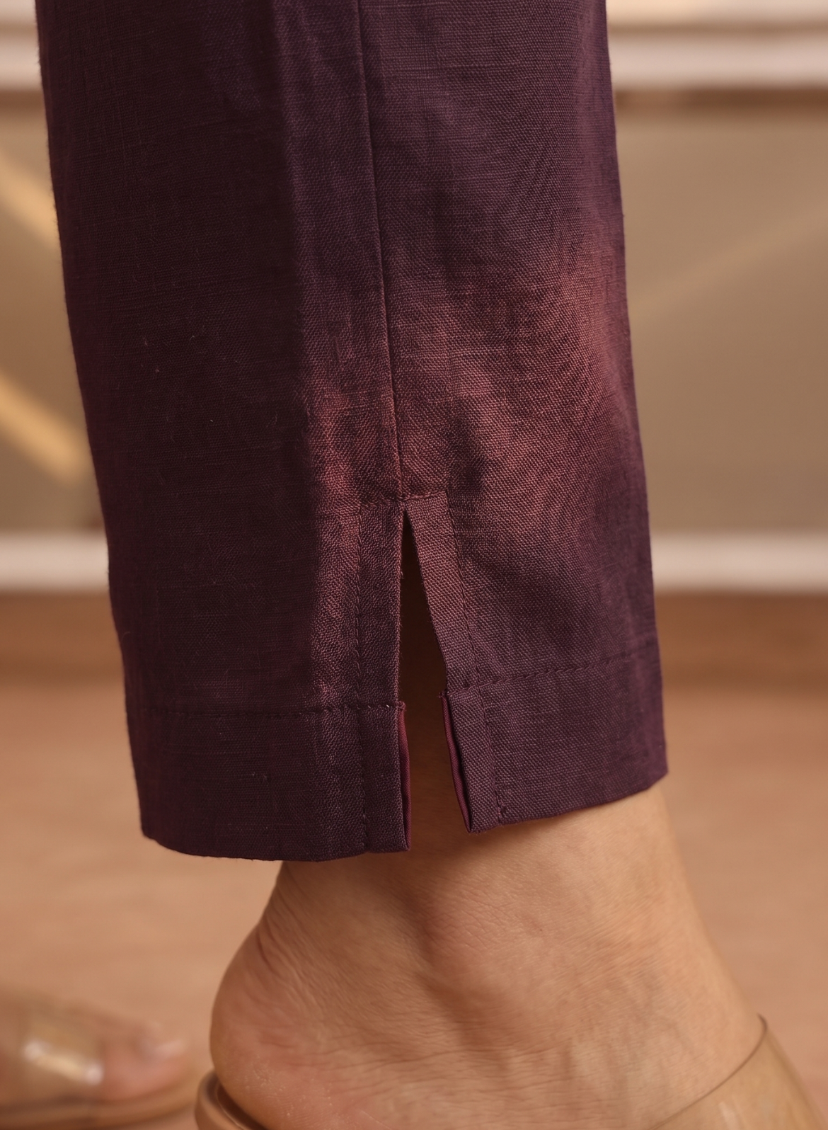 Burgundy Everyday Cotton Pants for Women