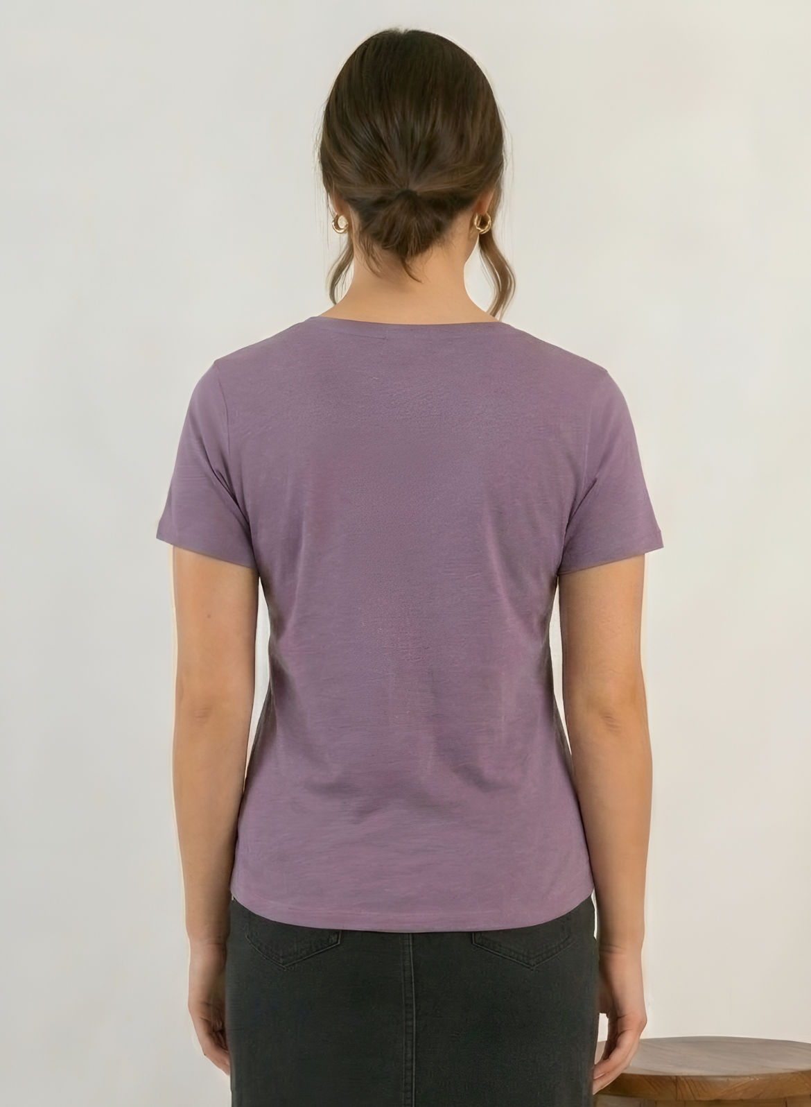 Lively Lilac Solid V-Neck T-shirt for Women