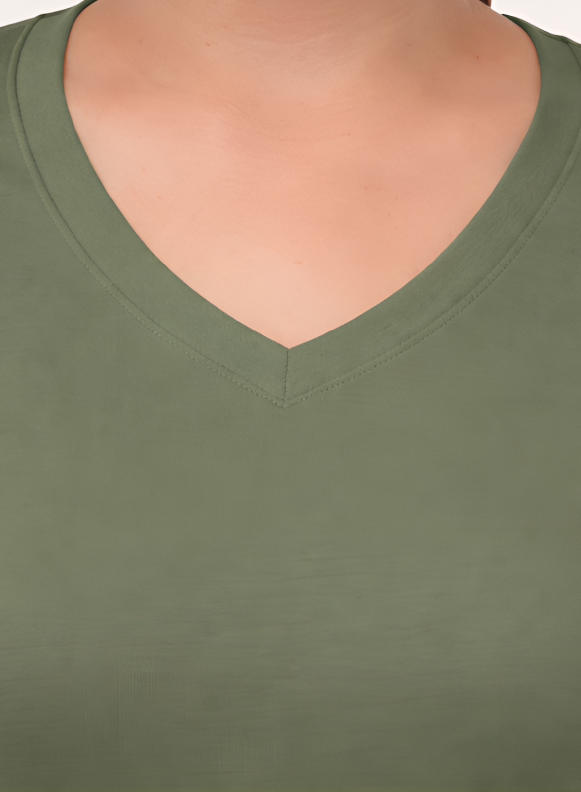 Matcha Mint Solid V-Neck T-shirt for Women