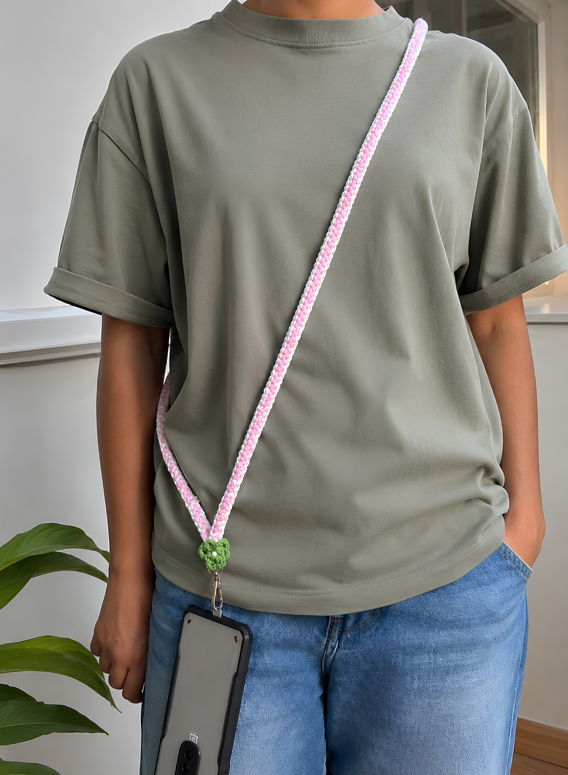 Handmade Crochet Mobile Sling - Blossom Pink