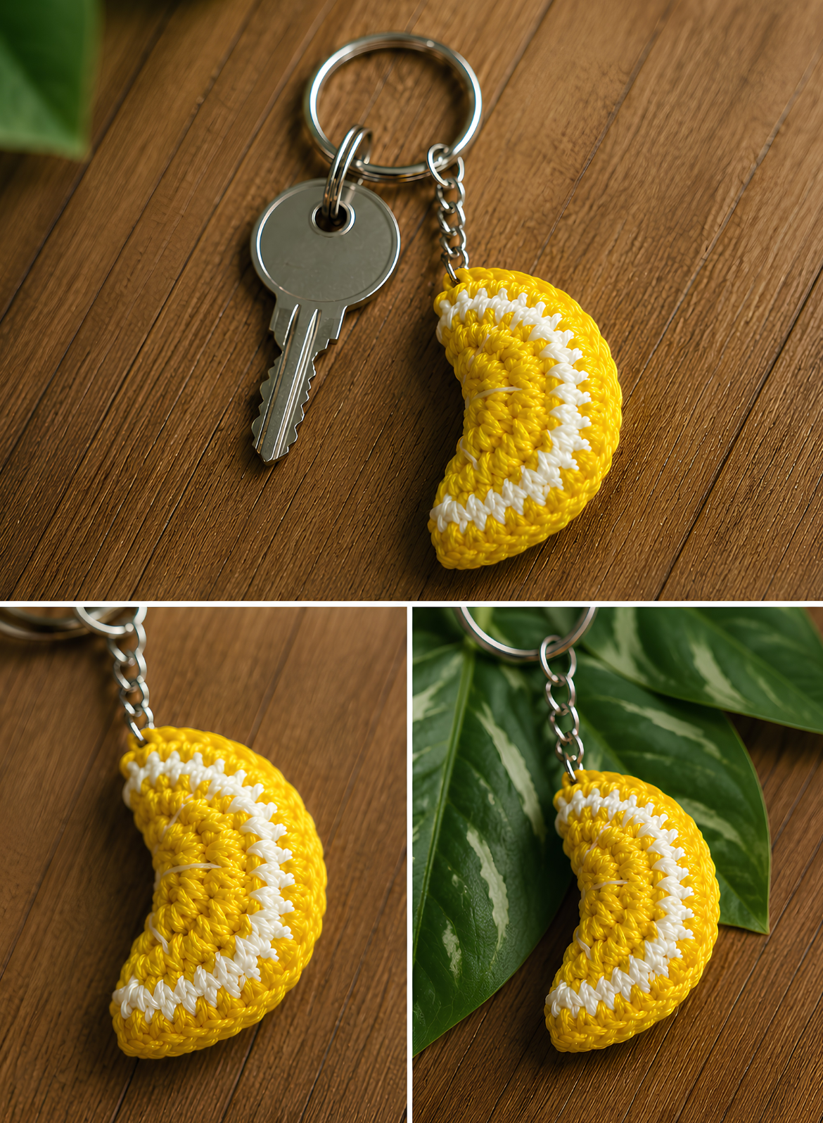 Crochet Lemon Slice Keychain