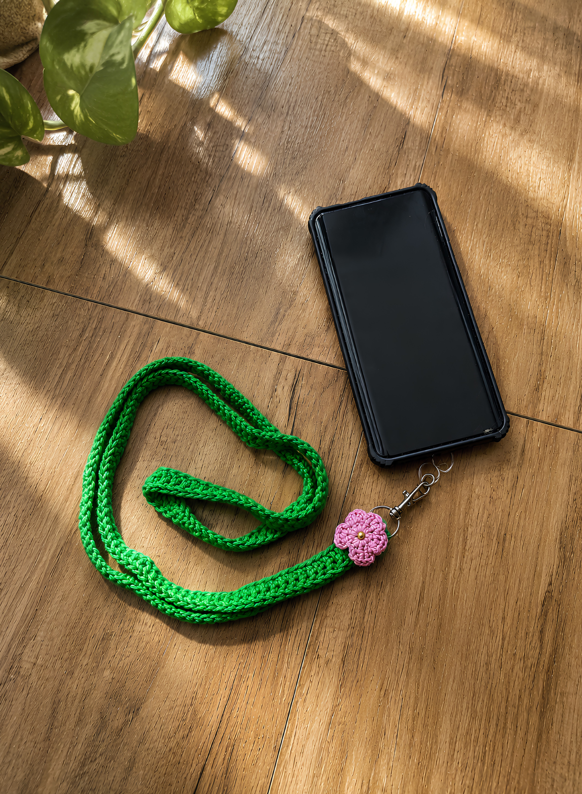 Handmade Crochet Mobile Sling - Fern Bloom