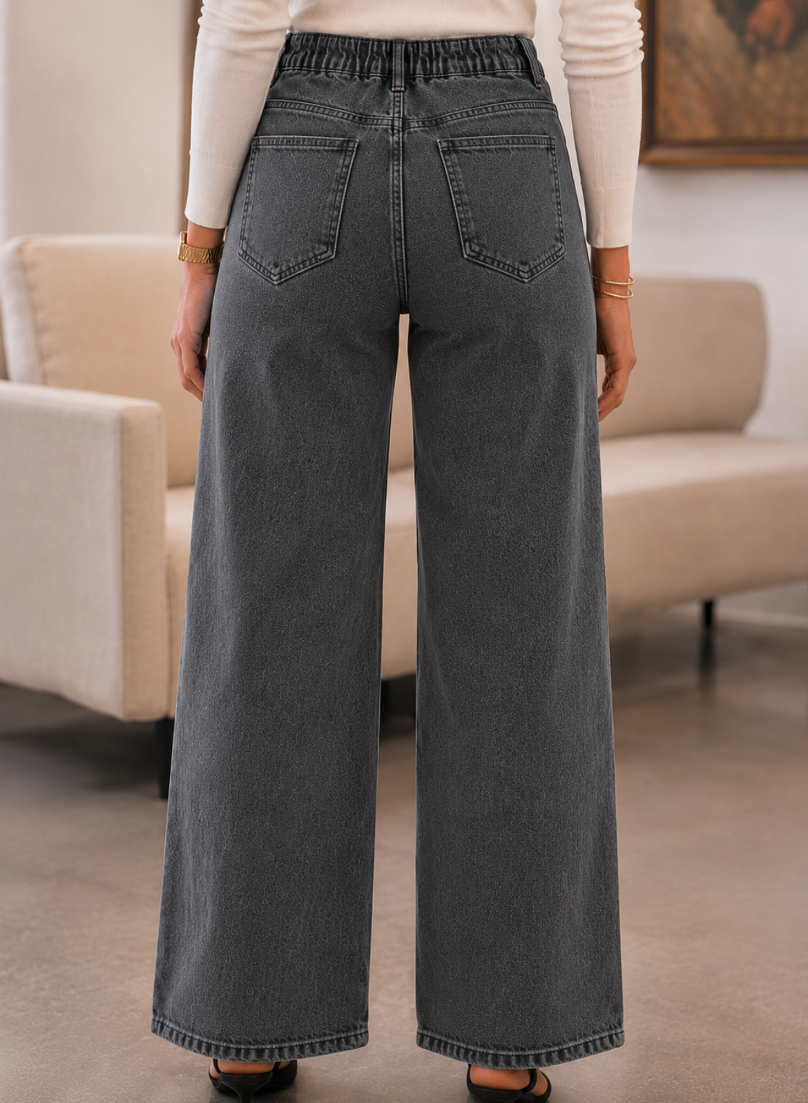 Charcoal Grey Wide Leg Jeans