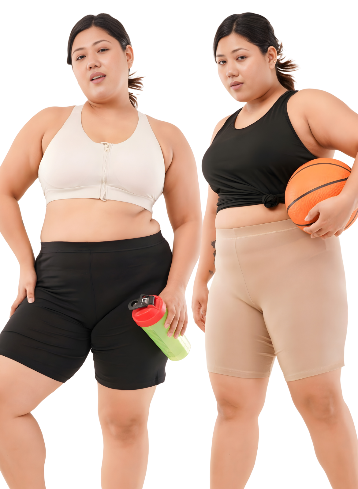 Soft Cotton Women Cycling Shorts - Pack of 2 (Black & Skin)