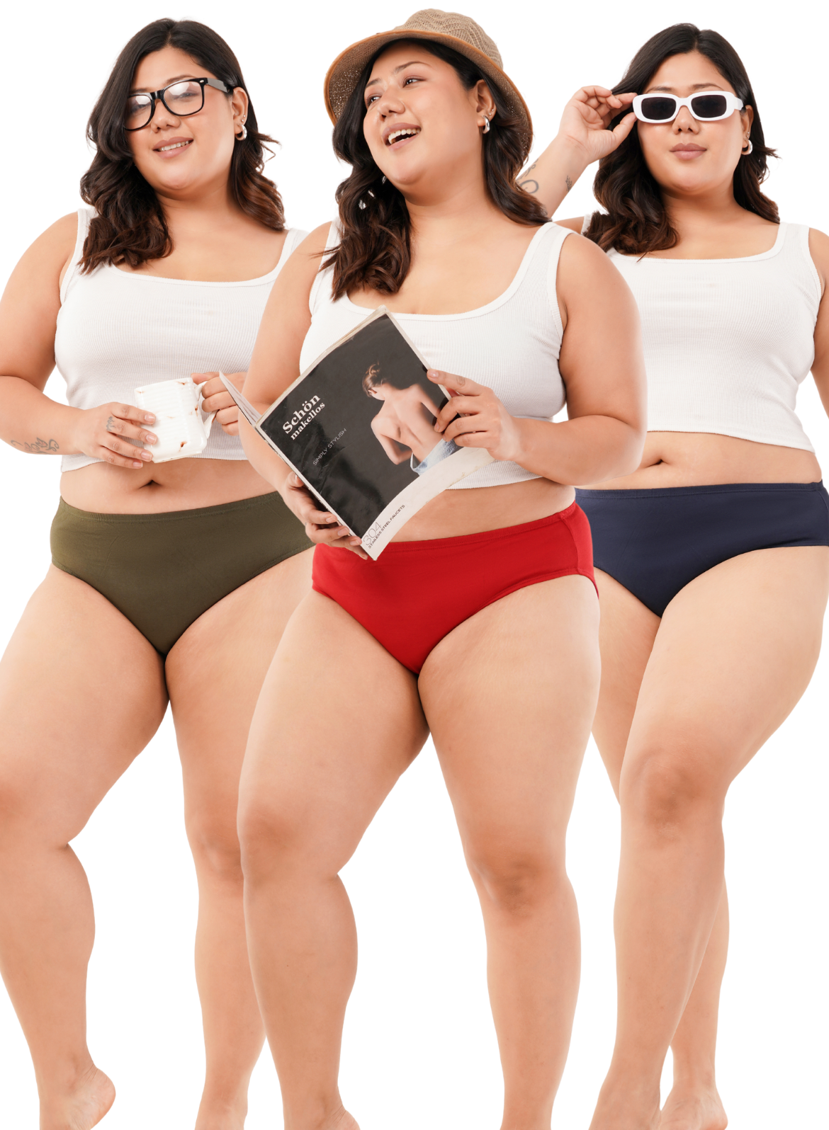 Soft Cotton Women Panties - Pack of 3 (Navy, Maroon, Green)