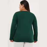 Gritty Green Full Sleeves Solid T-shirt for Women
