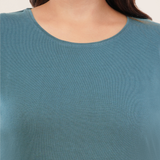 Peacock Teal Full Sleeves Solid T-shirt for Women