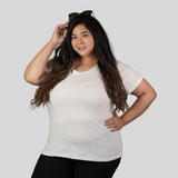 White Plain Plus Size Tshirt for Women