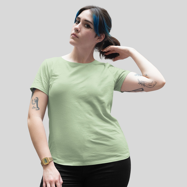 Glossy Green Plus Size T-shirt for Women