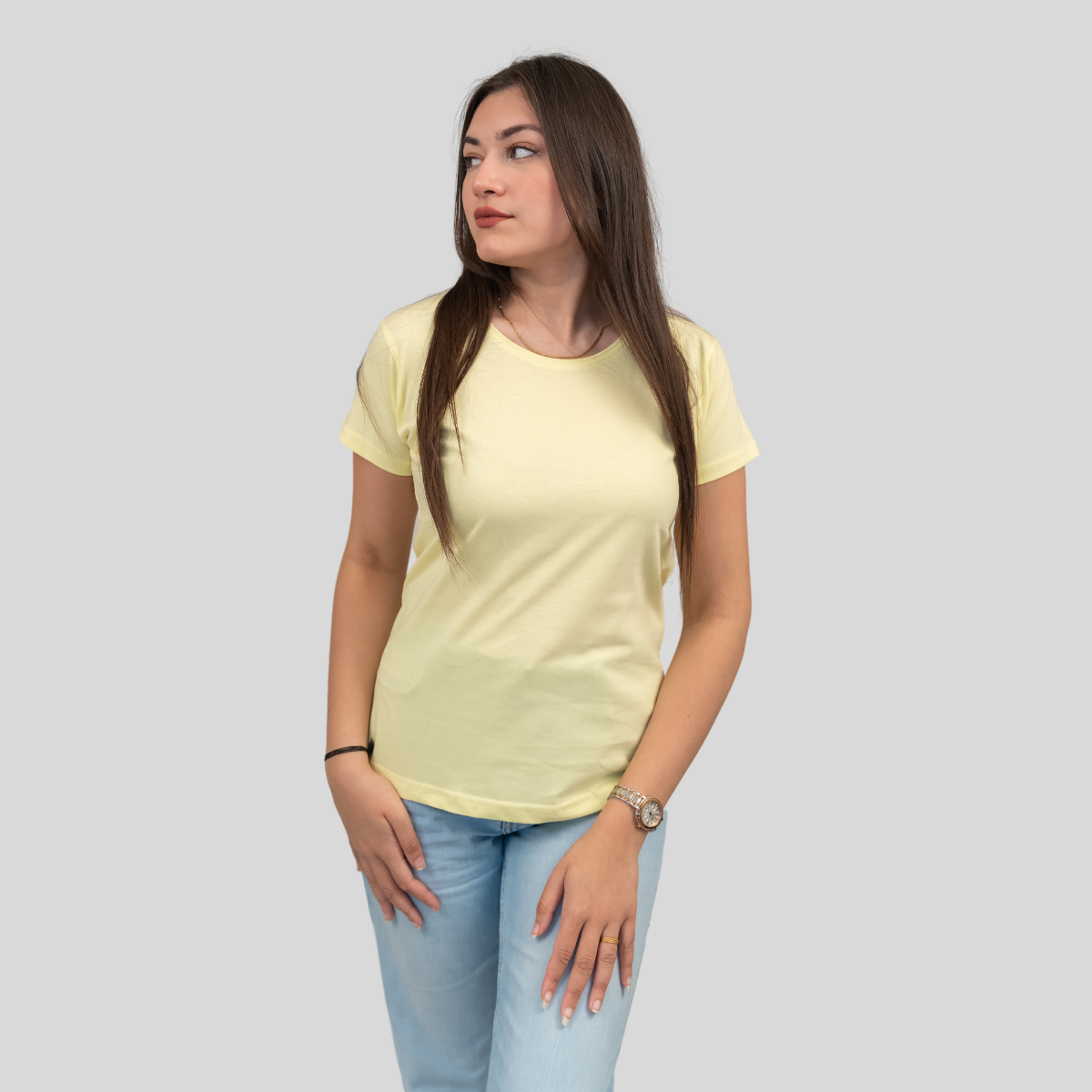 Lovely Lemon Solid T-shirt for Women