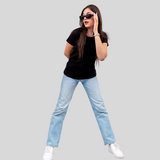 Round O Clock Bold Black Tshirt for Women