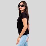 Round O Clock Bold Black Tshirt for Women