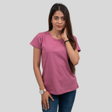 Powerful Pink Solid T-shirt for Women