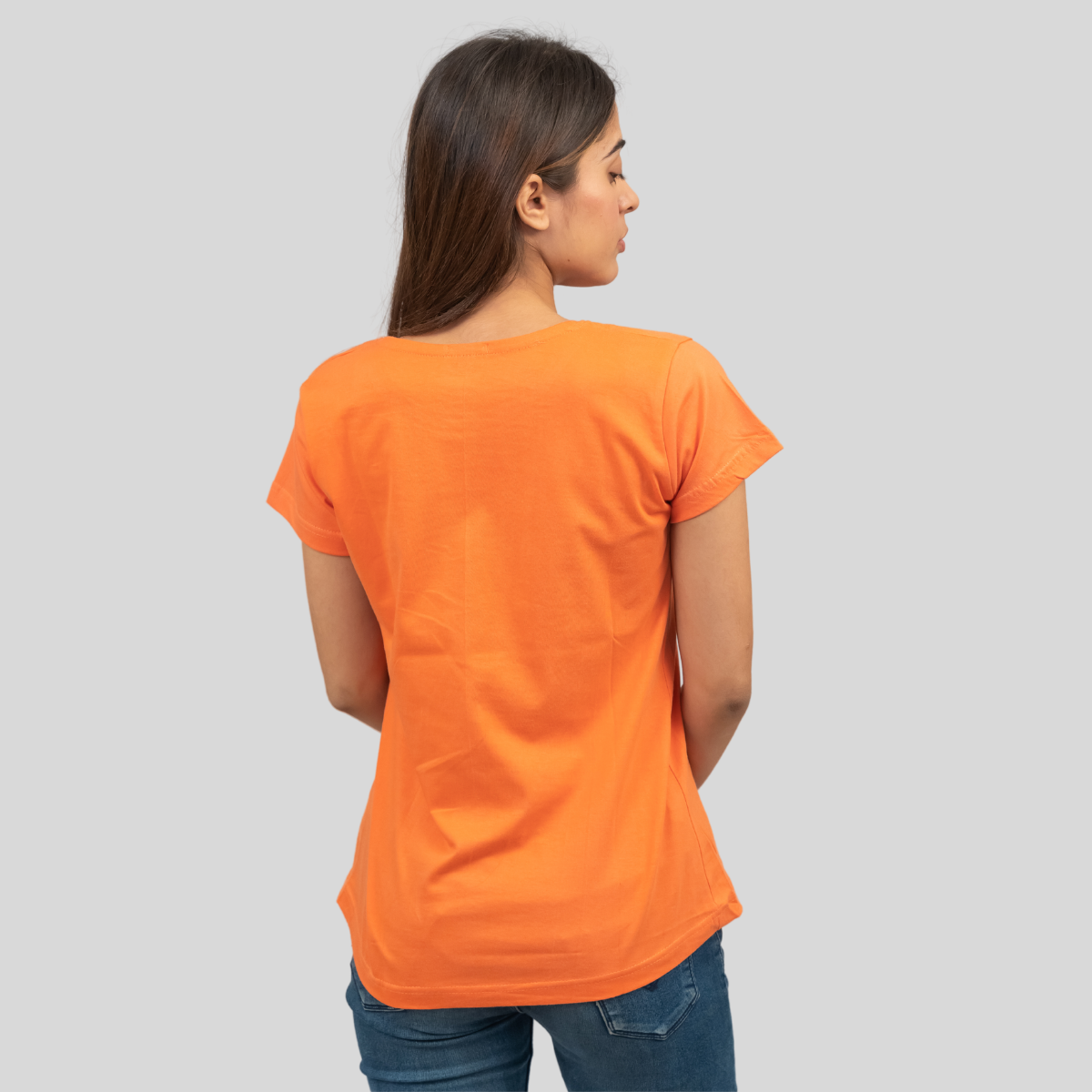 Opulent Orange Solid T-shirt for Women