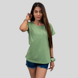 Graceful Green Solid T-shirt for Women