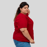 Magnetic Maroon Plus Size T-shirt for Women
