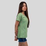 Graceful Green Solid T-shirt for Women