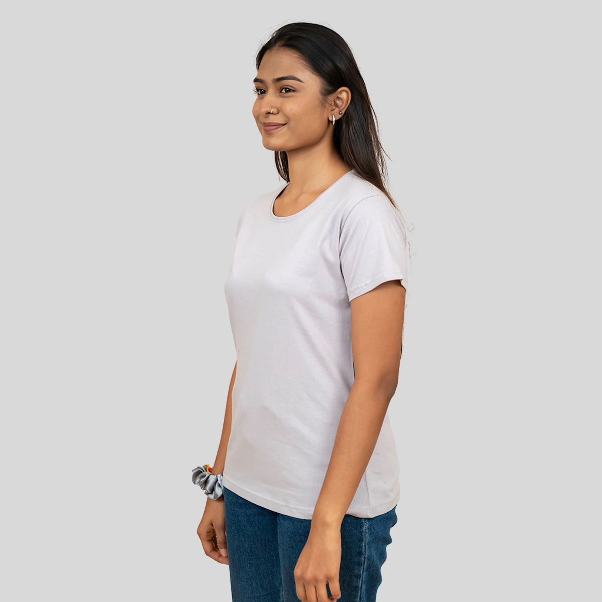 Round O Clock Fog Gray Tshirt for Women