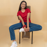 Magnetic Maroon Solid T-shirt for Women