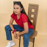 Magnetic Maroon Solid T-shirt for Women