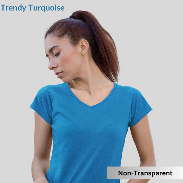 Trendy Turquoise Solid V-Neck T-shirt for Women