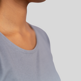 Round neck grey color t shirt for women