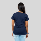 Ballsy Blue Solid T-shirt for Women Back View