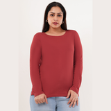 Coral Crush Full Sleeves Solid T-shirt for Women