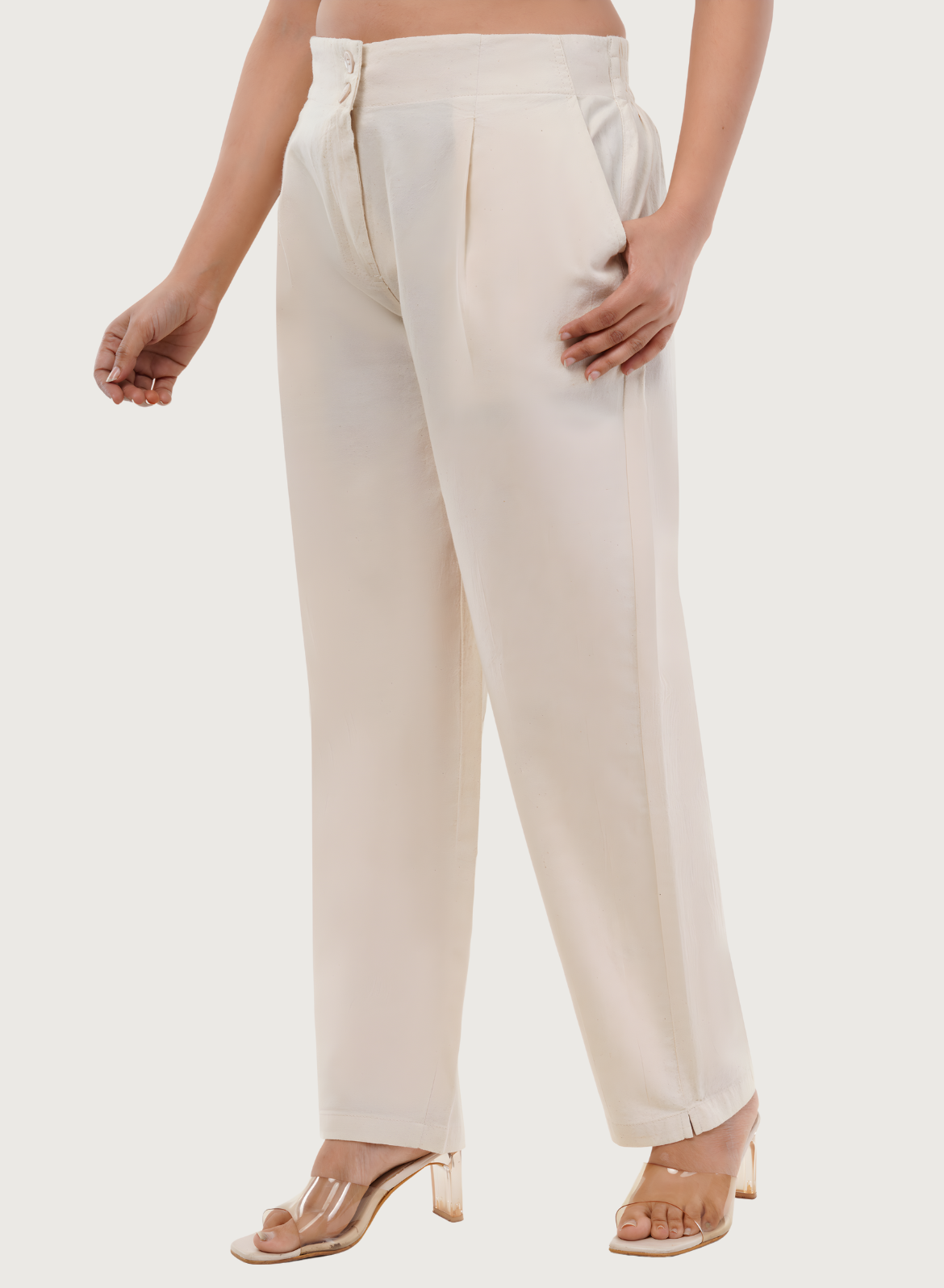 Beige Cotton-Linen Pants
