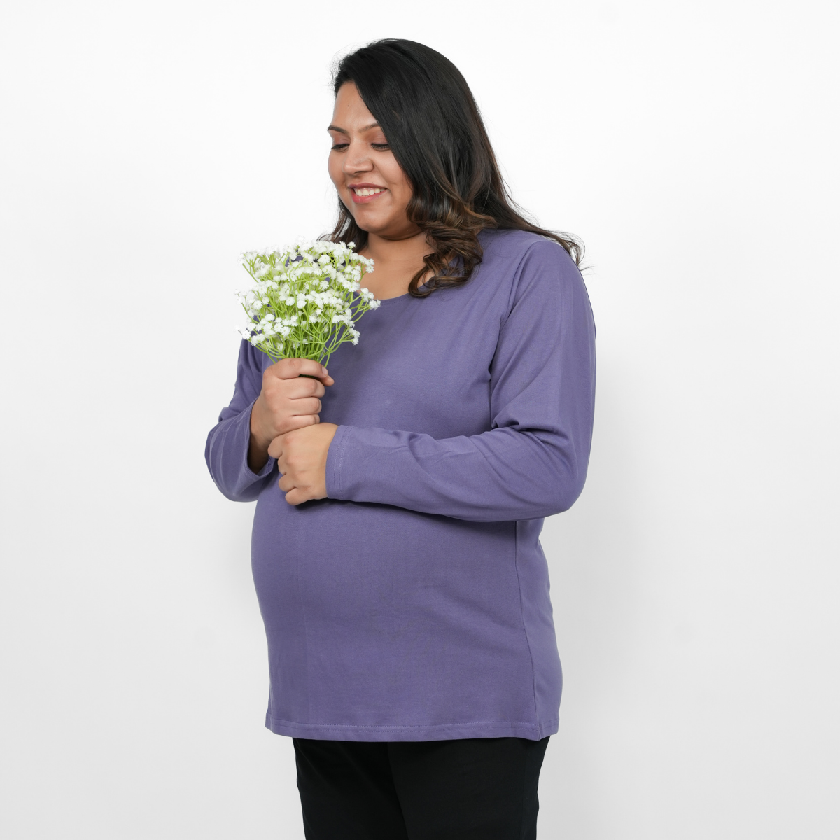 Lively Lilac Maternity Full Sleeves T-Shirt