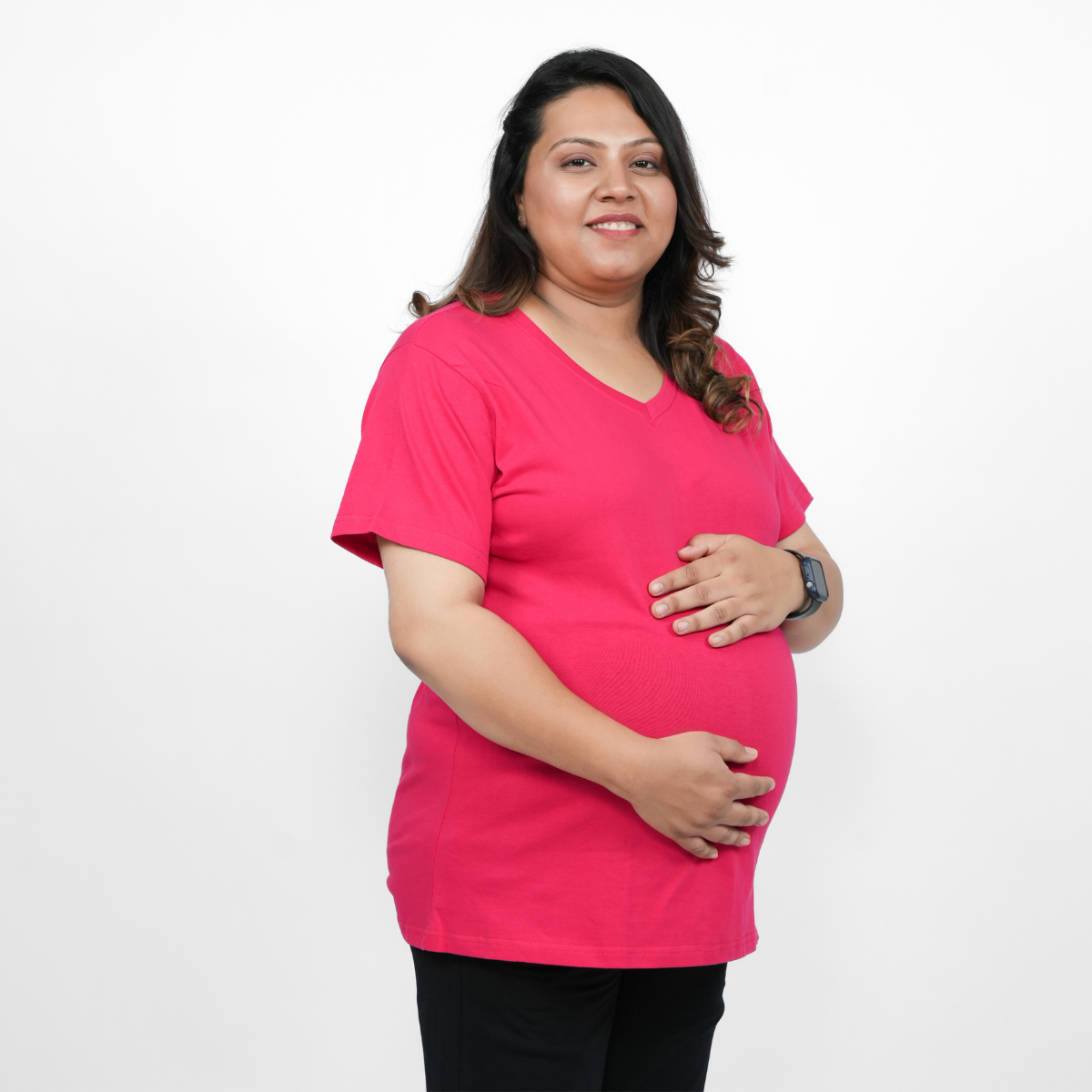 Viva Magenta Maternity V-Neck T-Shirt