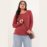 Coral Crush Full Sleeves Solid T-shirt for Women