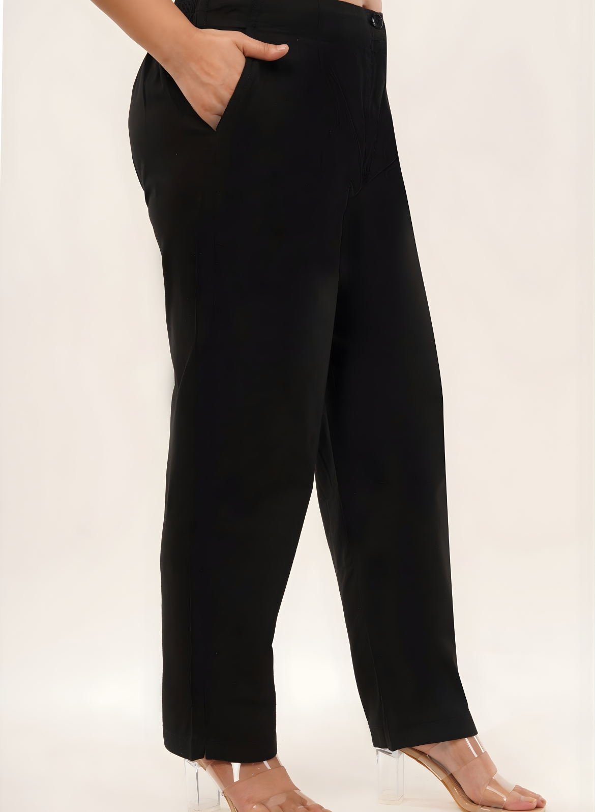 Black Wide Cotton-Linen Pants