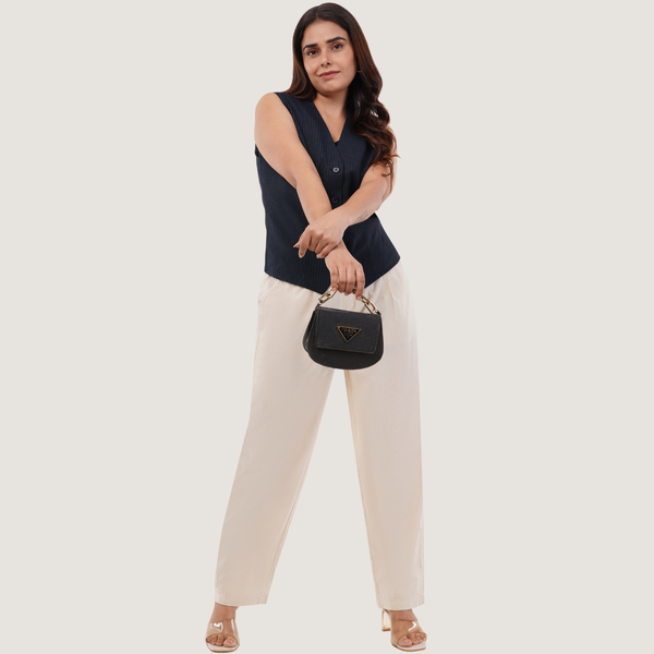 Beige Cotton-Linen Pants