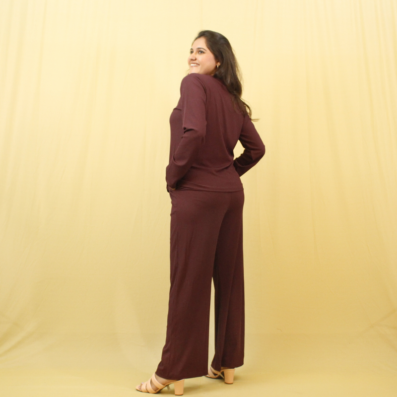 Burning Burgundy V-Neck Co-ord Set