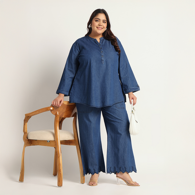 Navy Blue Denim Co-ords Set