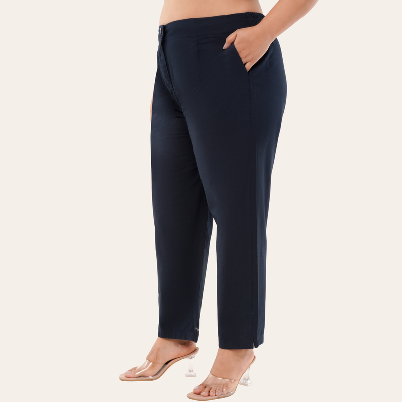 Navy Easy Cotton-Linen Pants