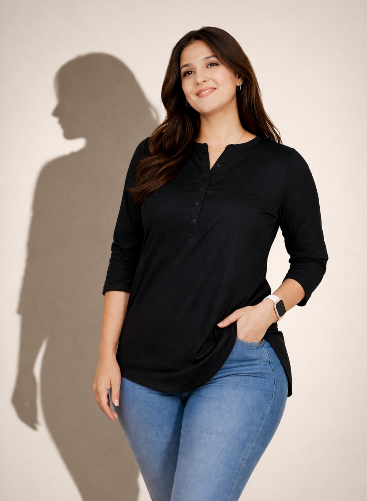 Classic Black Cotton Short Kurti – Brazen Black