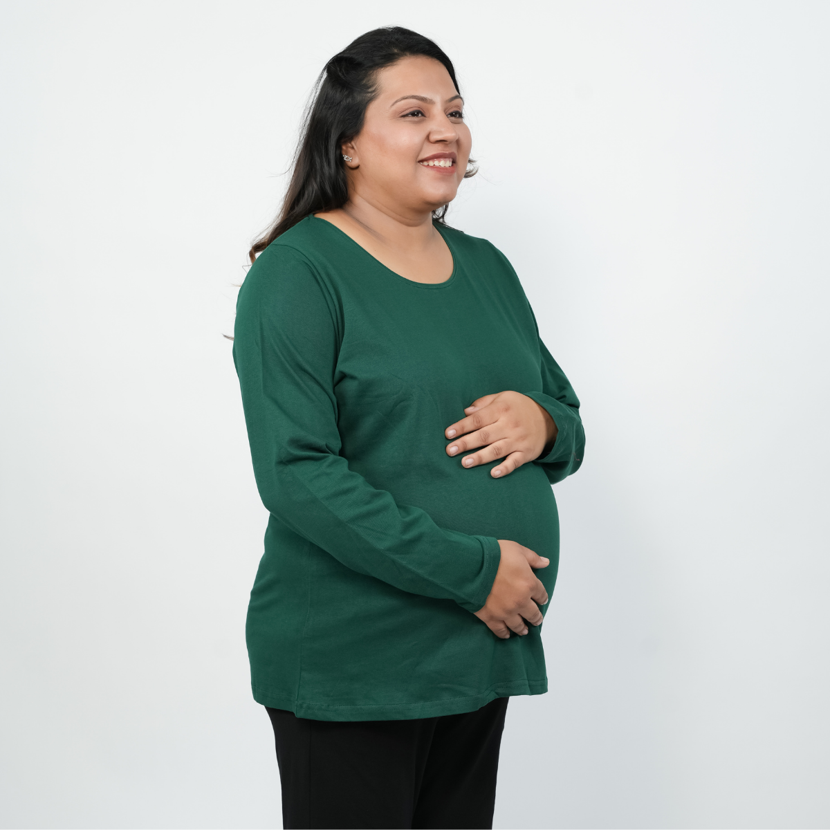 Gritty Green Maternity Full Sleeves T-Shirt