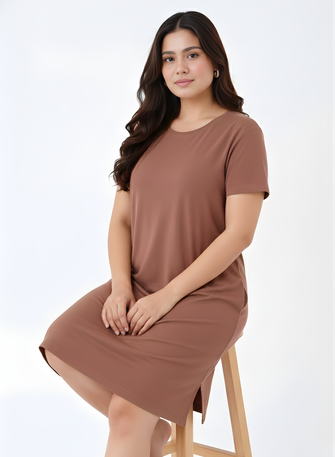 Mocha Mousse Tshirt Dress (Pantone Color of the Year 2025)