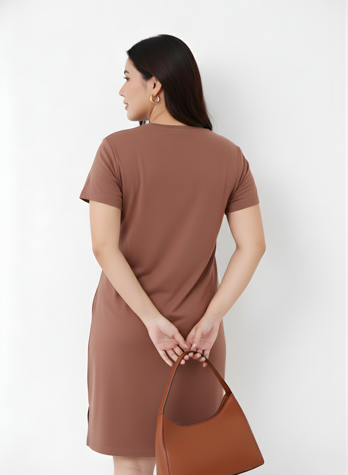 Mocha Mousse Tshirt Dress (Pantone Color of the Year 2025)
