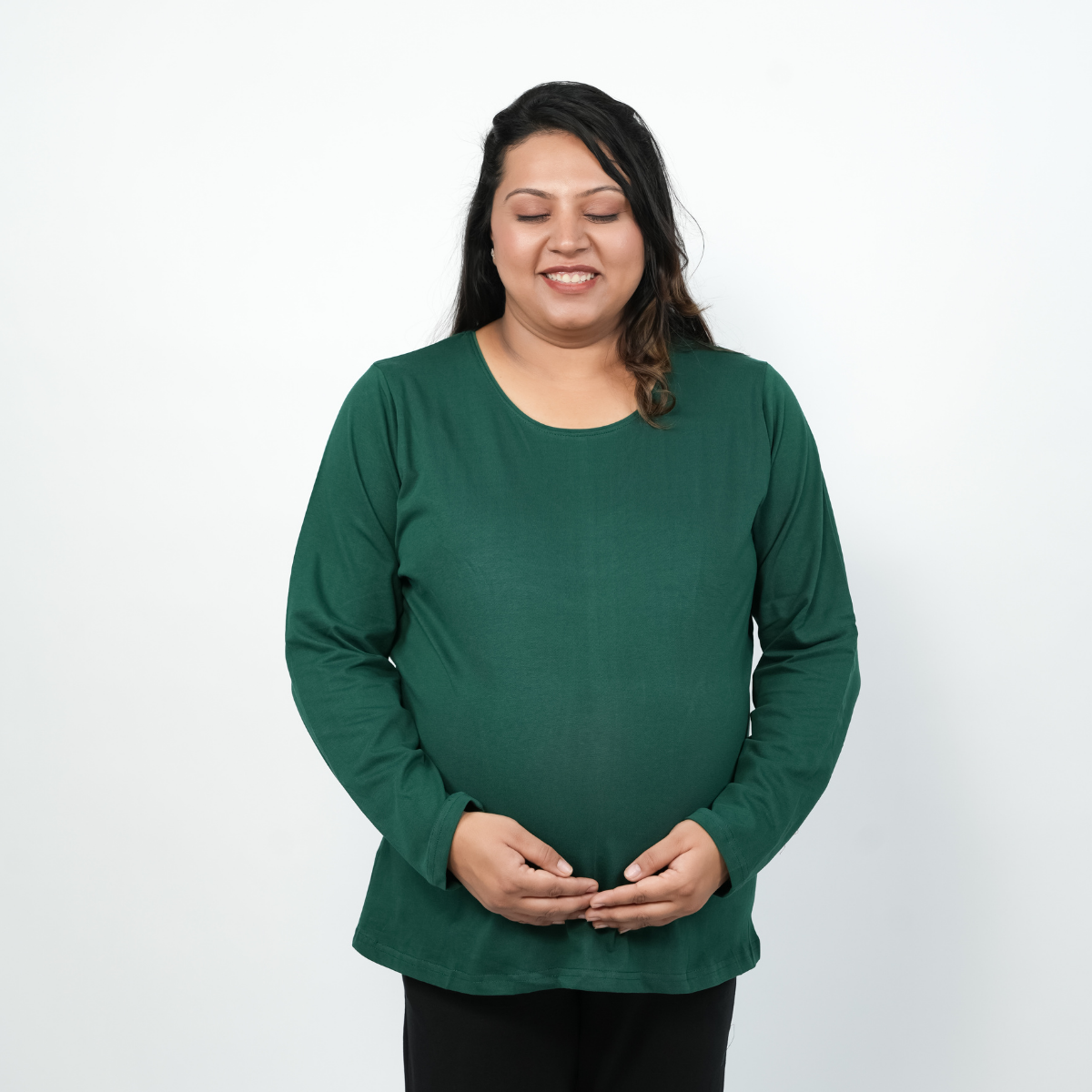 Gritty Green Maternity Full Sleeves T-Shirt