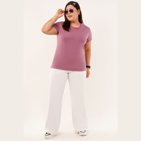 French Fuchsia Relaxed Fit Round Neck T-shirt