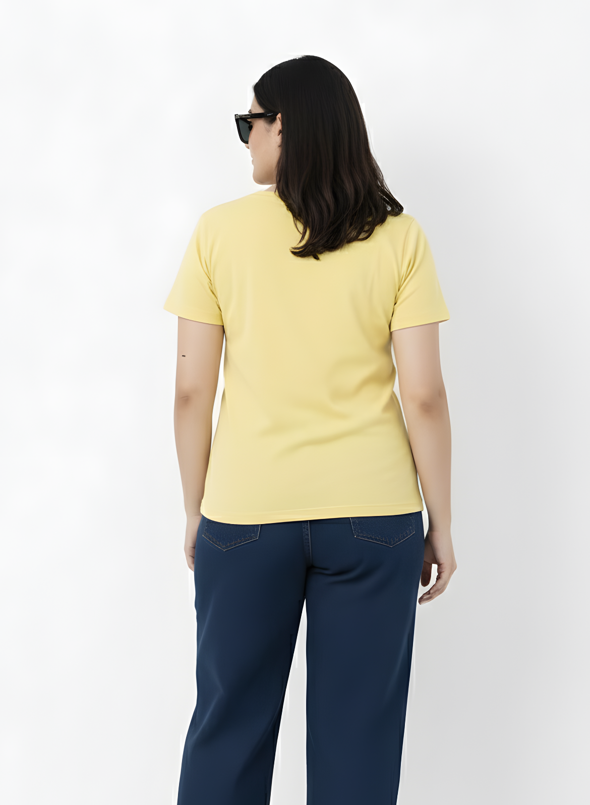 Lovely Lemon Solid V-Neck T-shirt for Women