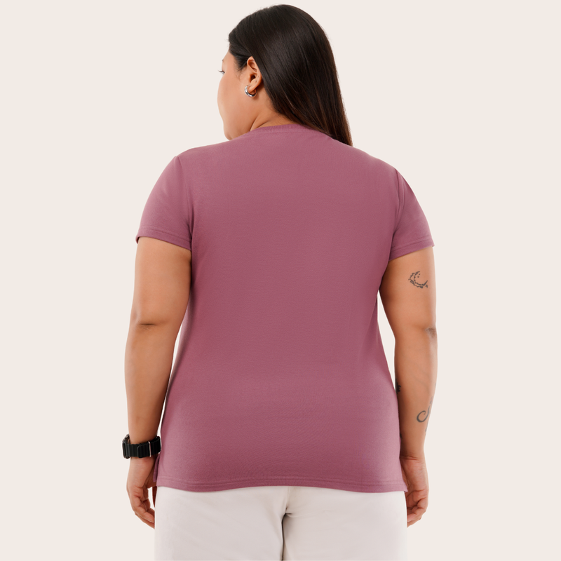 French Fuchsia Relaxed Fit Round Neck T-shirt
