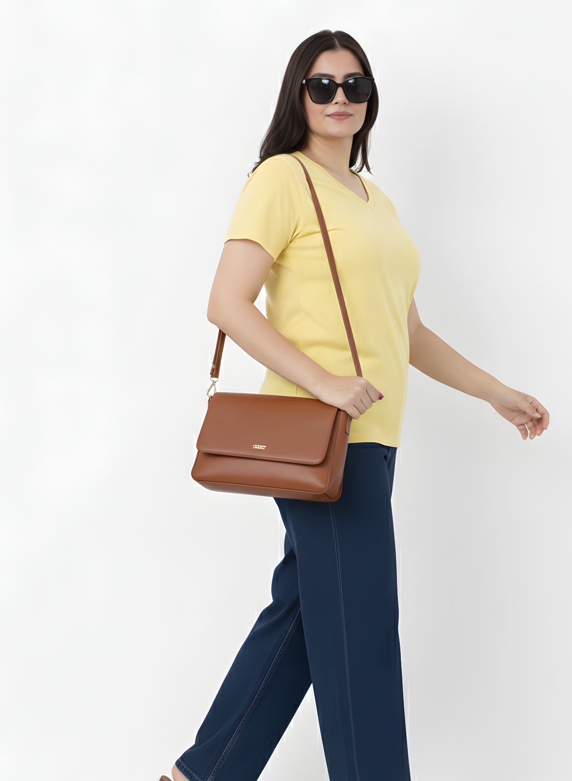 Lovely Lemon Solid V-Neck T-shirt for Women