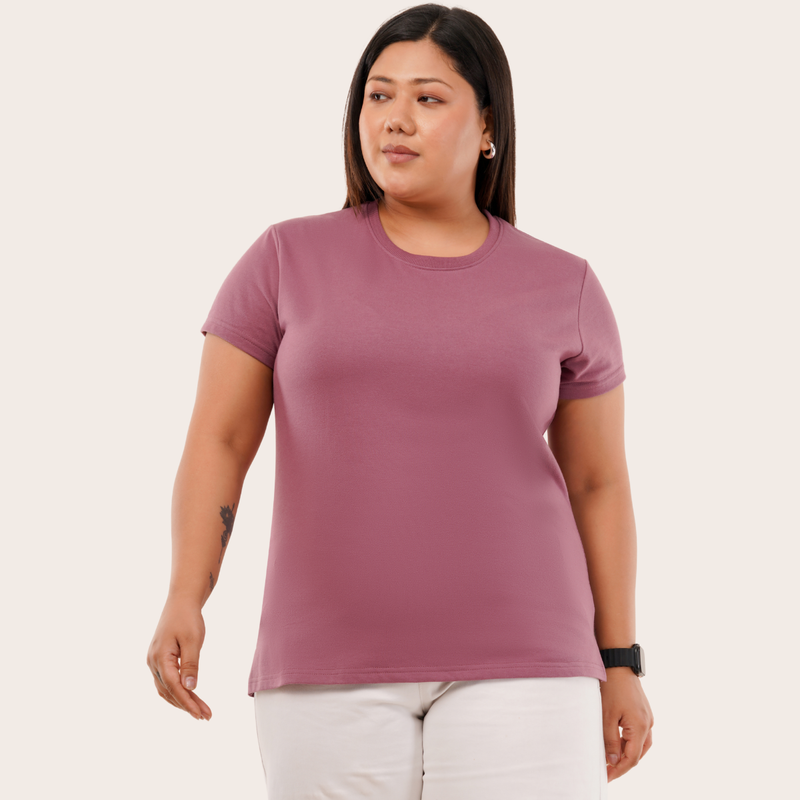 French Fuchsia Relaxed Fit Round Neck T-shirt