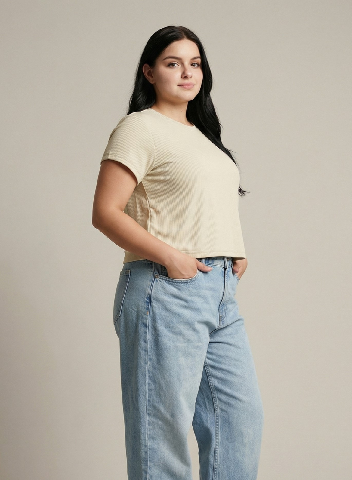Creamy Ivory Ribbed Crop Top